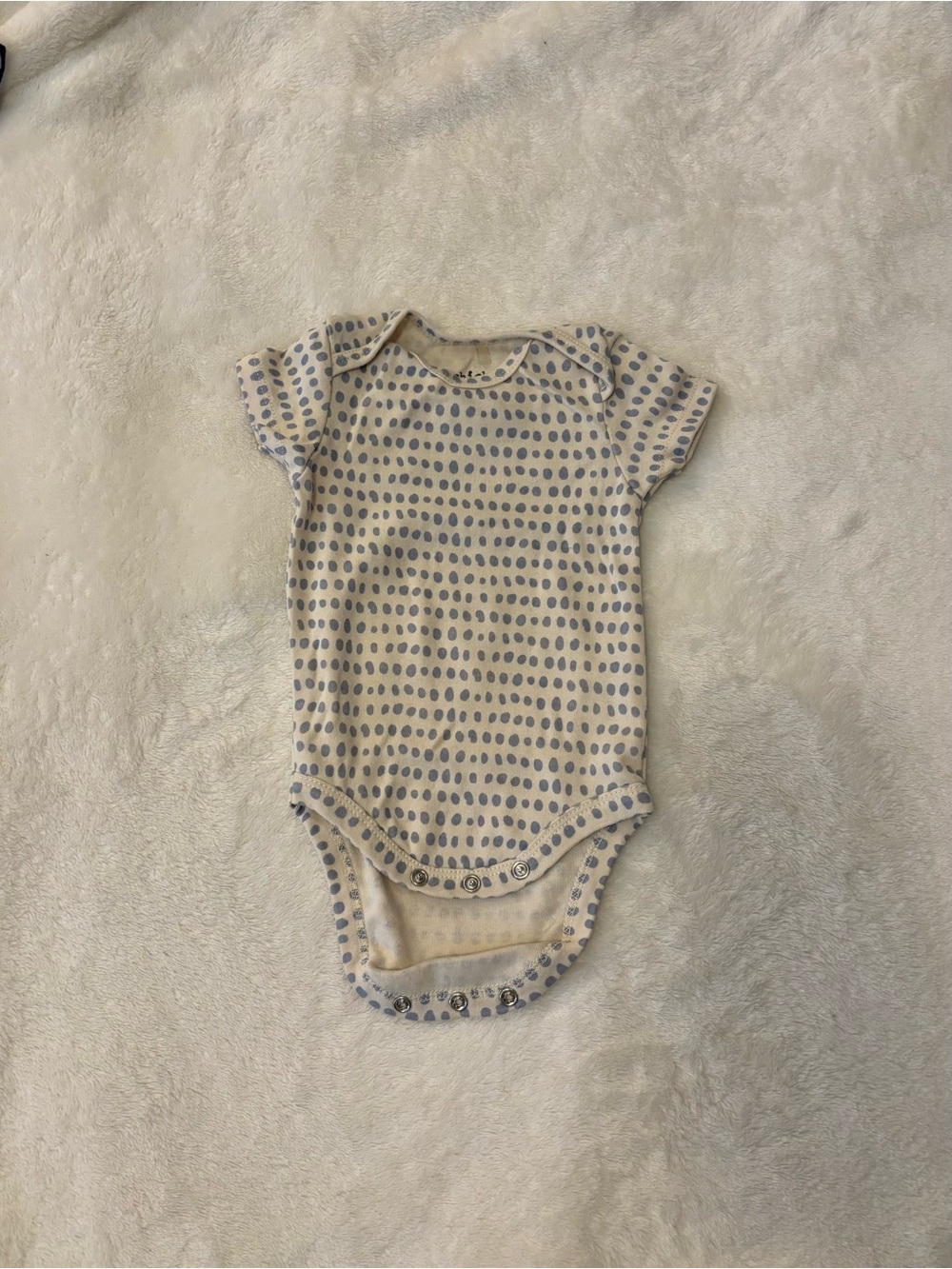 Chick Pea 3-6M - Cream and Light Blue Polka Dot Baby One-Piece